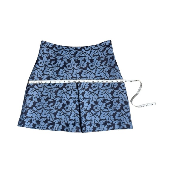 Boden Blue Floral Mini Skirt Size 12R | Coastal Preppy Wool Blend Classic - Picture 4 of 9